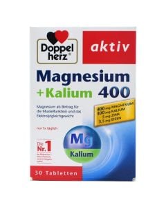 Nutritional supplement with magnesium and potassium content, Doppel Herz, which helps in energy metabolism.