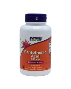 Nutritional supplement with vitamin B5, Now Pantothenic Acid 500 mg.