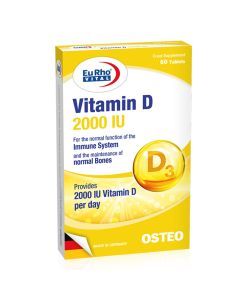 Nutritional supplement for the immune system and bones, EuRho® Vital Vitamin D 2000 IU, 60 tablets