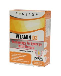 Nutritional supplement with vitamin D3, Synergy Vitamin D3 2000 IU, 30 capsules